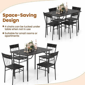 5Pcs Dining Table & Chair Set for 4 Kitchen Dining Room Furniture Dinette Set