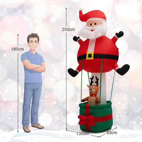 Inflatable Christmas 2.5M Santa Claus with Hot Air Balloon and LED Lights