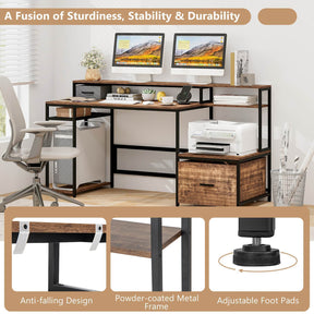 170cm Computer Desk Home Office Desk w/ Power Outlets & USB Ports Workstation
