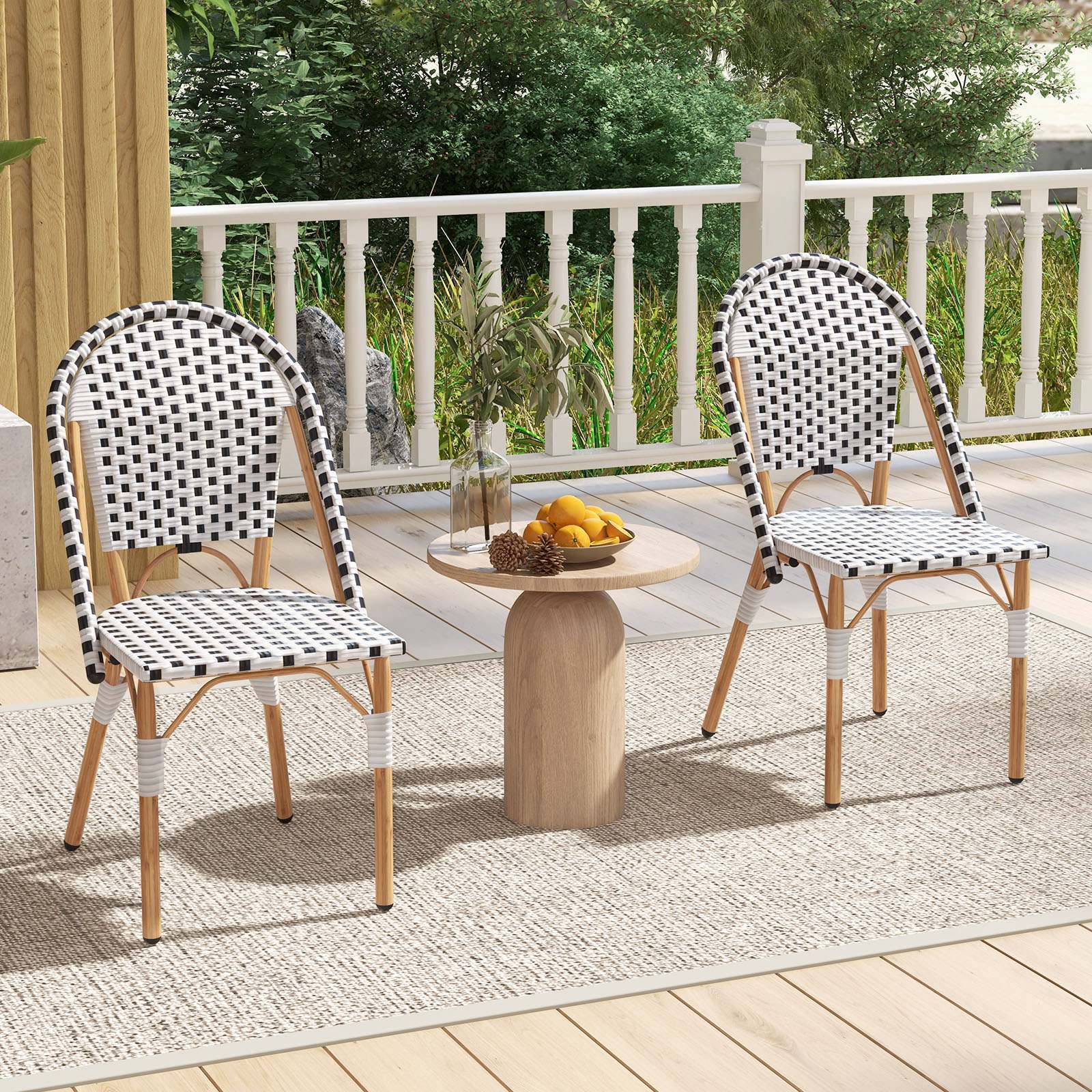 2 PSC Bistro Chair Outdoor Furniture Seat Wicker Garden Kitchen Backyard Porch