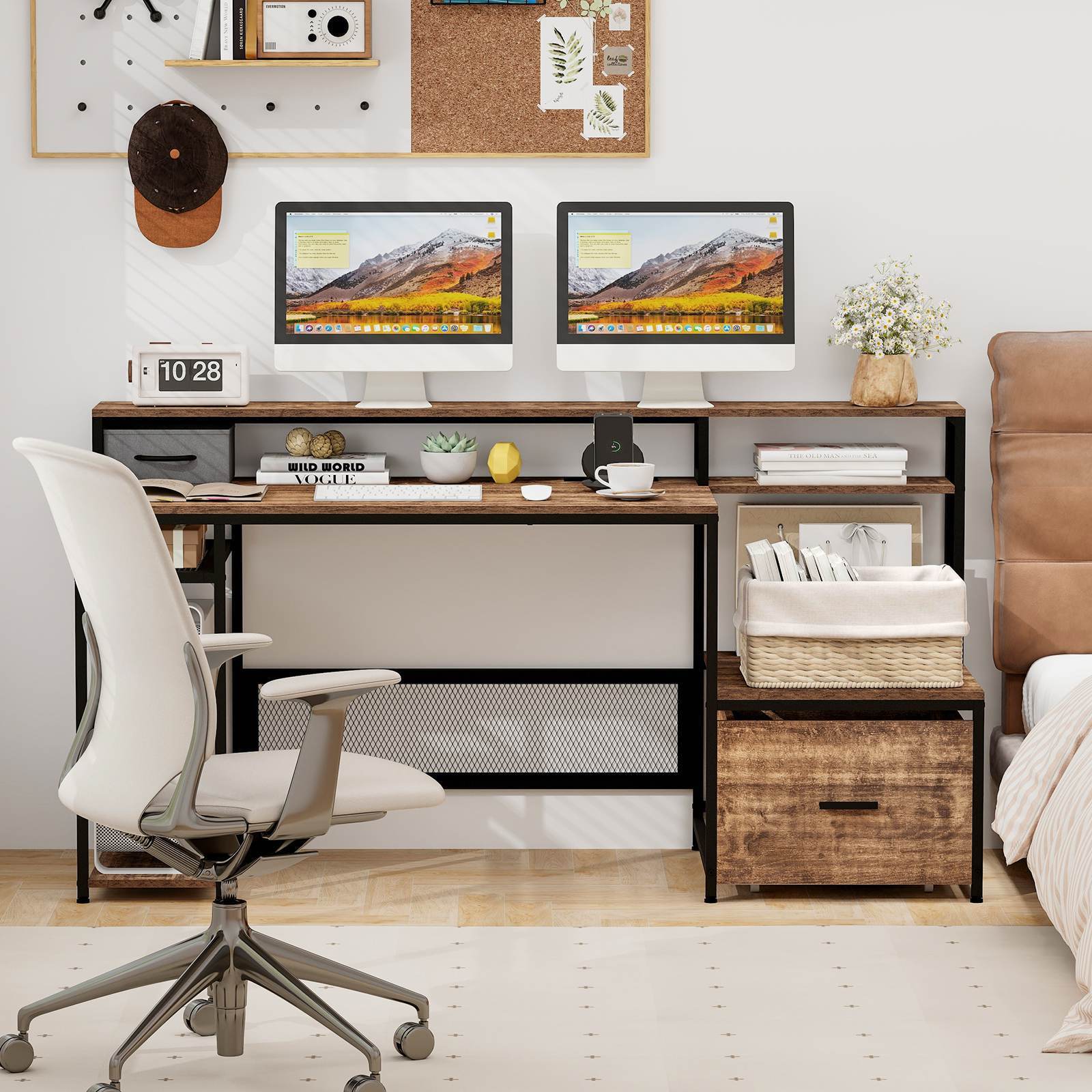 170cm Computer Desk Home Office Desk w/ Power Outlets & USB Ports Workstation