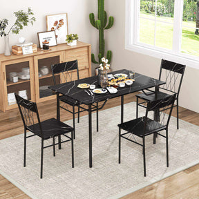 5Pcs Dining Table & Chair Set for 4 Kitchen Dining Room Furniture Dinette Set