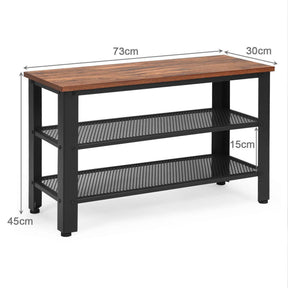 3-Tier Shoe Rack Storage Organizer w/ Wood Board Mesh Shelves Entryway Hallway