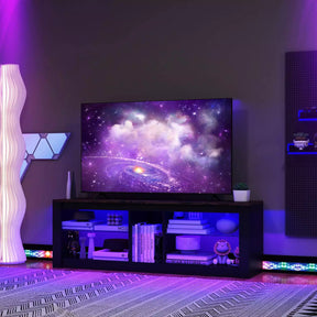 TV Stand w/ LED Light for TVs up to 65 inch Modern Entertainment Center