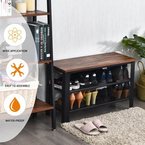 3-Tier Shoe Rack Storage Organizer w/ Wood Board Mesh Shelves Entryway Hallway