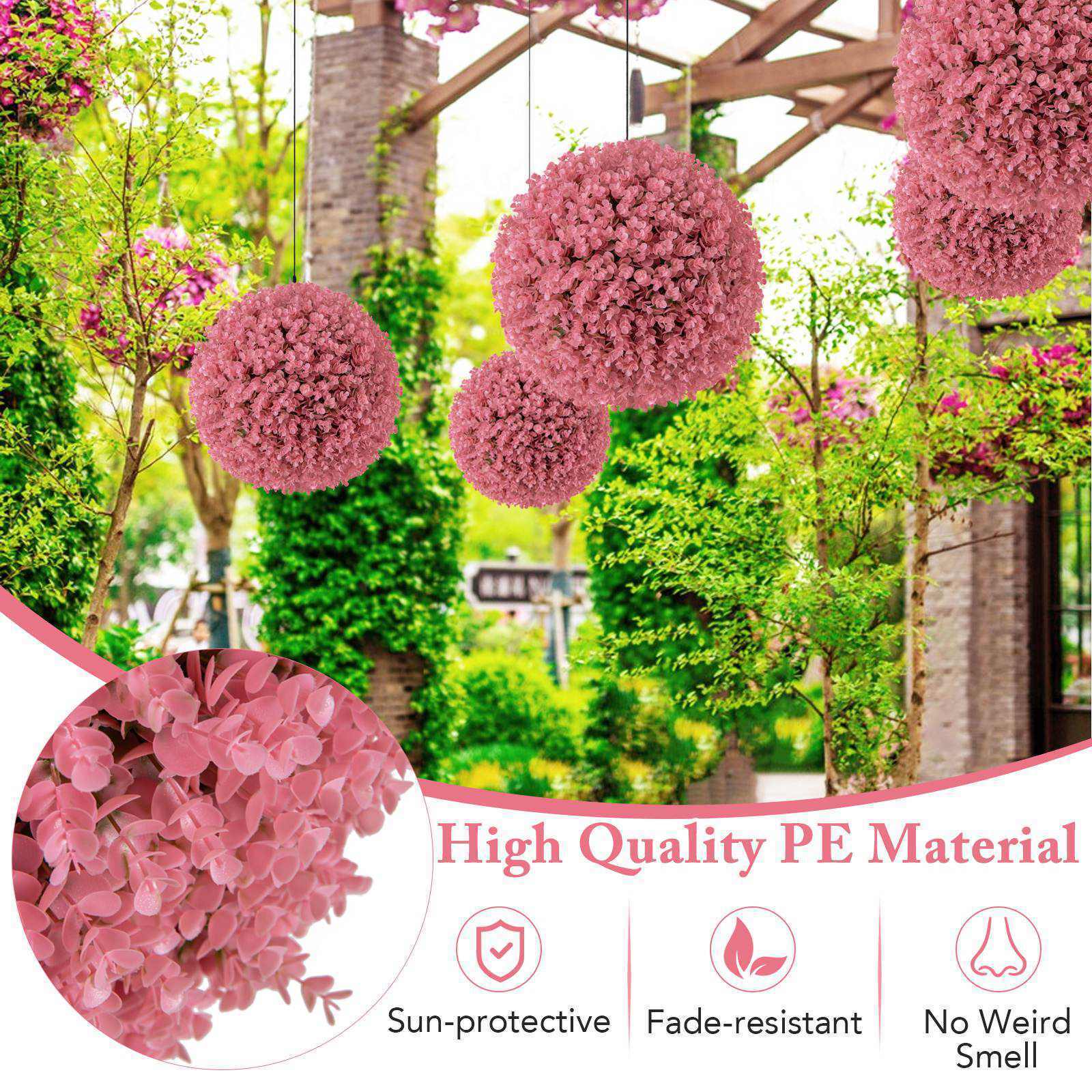 2 PCS Artificial Plant Topiary Balls Faux Eucalyptus Decoration 7 Layers Leaves