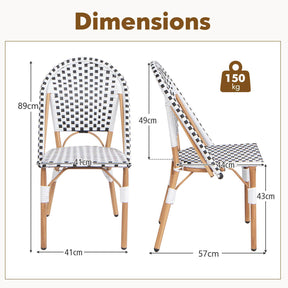 2 PSC Bistro Chair Outdoor Furniture Seat Wicker Garden Kitchen Backyard Porch