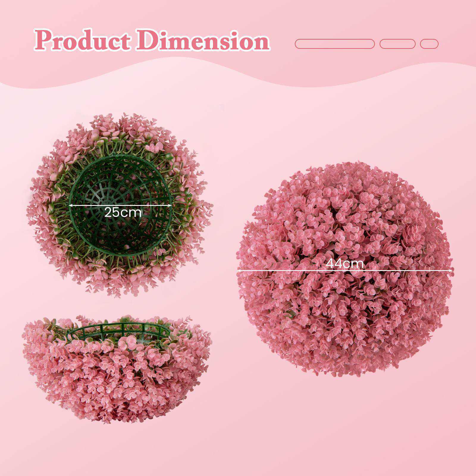 2 PCS Artificial Plant Topiary Balls Faux Eucalyptus Decoration 7 Layers Leaves