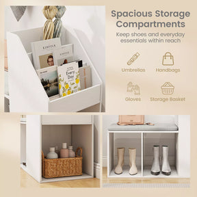 Shoe Storage Bench w/ Removable Seat Cushion Entryway Bench Shoe Rack Bench
