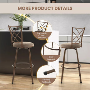 Swivel Bar Stool Set of 2 61-76cm Seat Height Barstool Set Adjustable Height