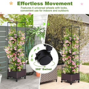 1.7M Indoor Outdoor Adjustable Raised Garden Bed on Wheels, Self-Watering System
