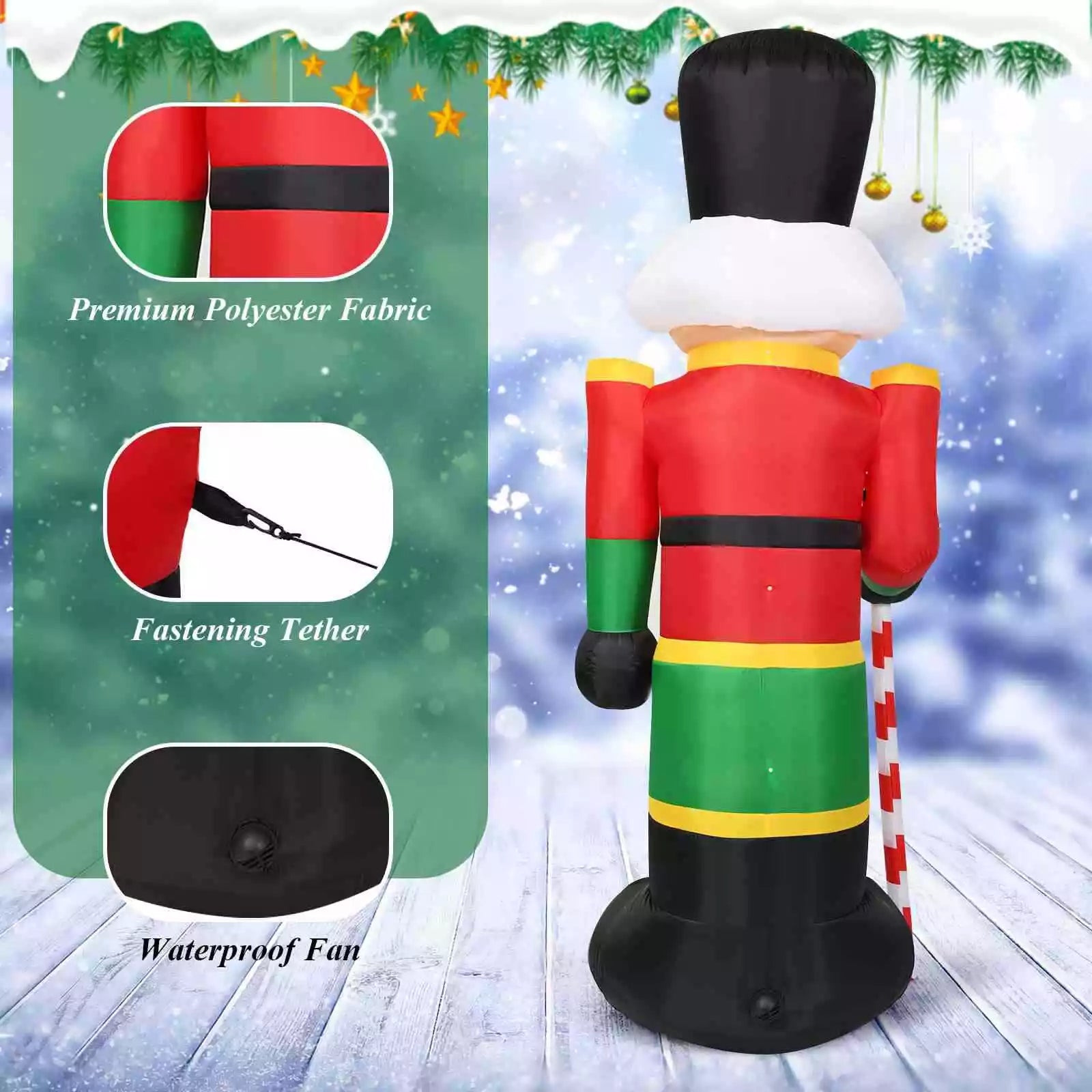 2.4M Inflatable Christmas Nutcracker Soldier Blow Up Xmas Decor Outdoor Party