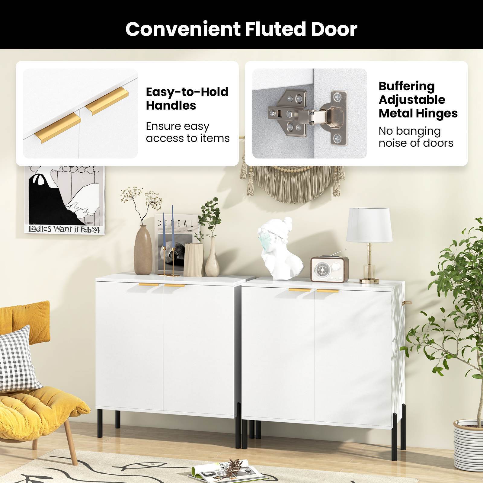 2-Door Buffet Storage Cabinet Sideboard Cabinet with Shelf Cupboard Kitchen Home