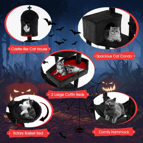 Gothic Cat Tree Indoor Extra Large Cat Tower w/ 2 Cat Condos & Scratching Posts