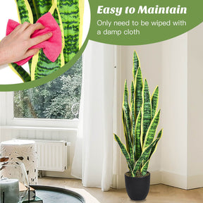 90CM Artificial Snake Plant Fake Sansevieria Faux Agave Plant w/ Pot 20 Leaves