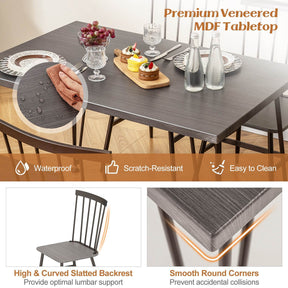 Giantex 5Pcs Dining Table Set for 4 Kitchen Dining Room Furniture w/Swivel Feet