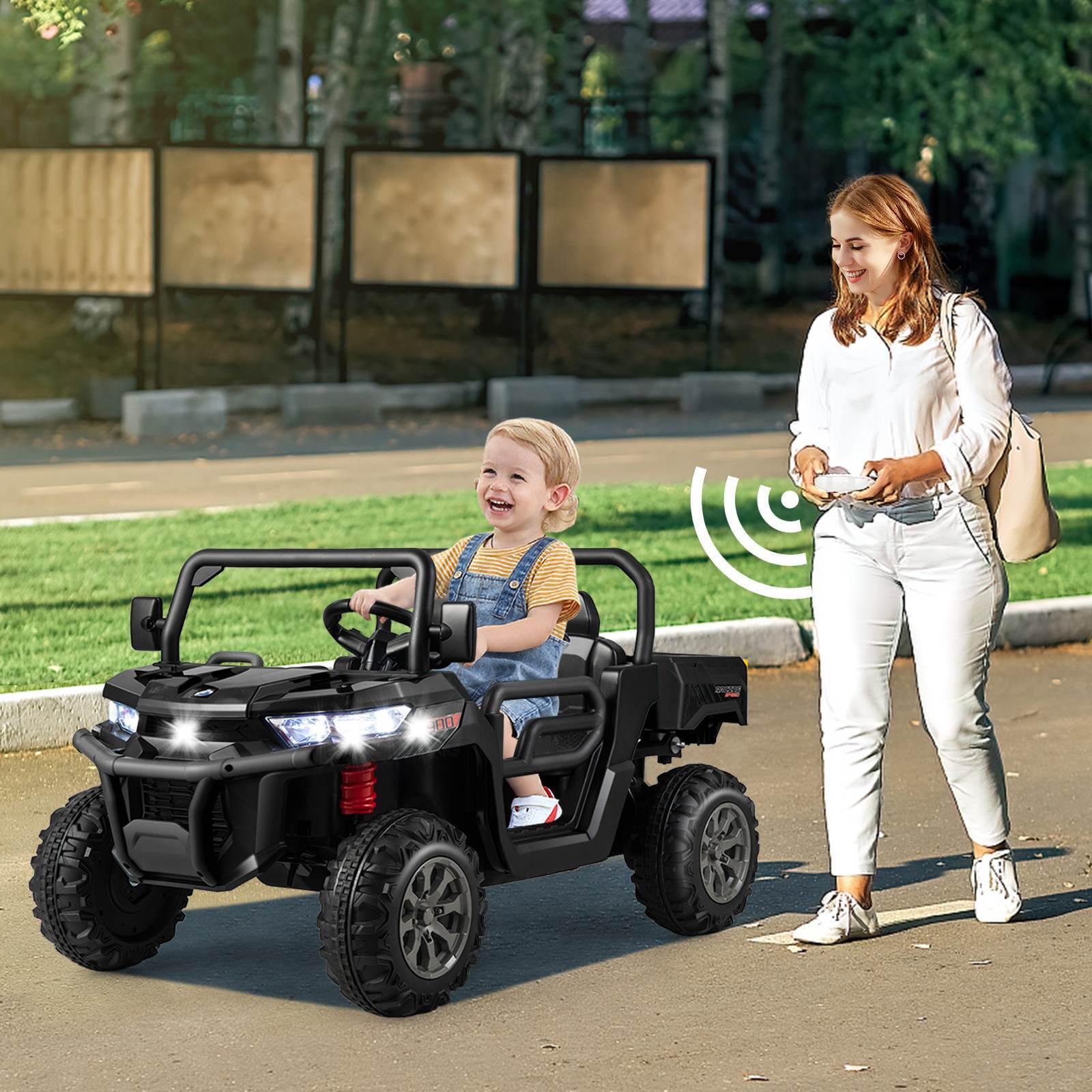 HONEY JOY 2-Seater Kids Ride On Dump Truck 12V Electric Tractor Remote Control
