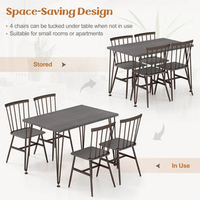 Giantex 5Pcs Dining Table Set for 4 Kitchen Dining Room Furniture w/Swivel Feet