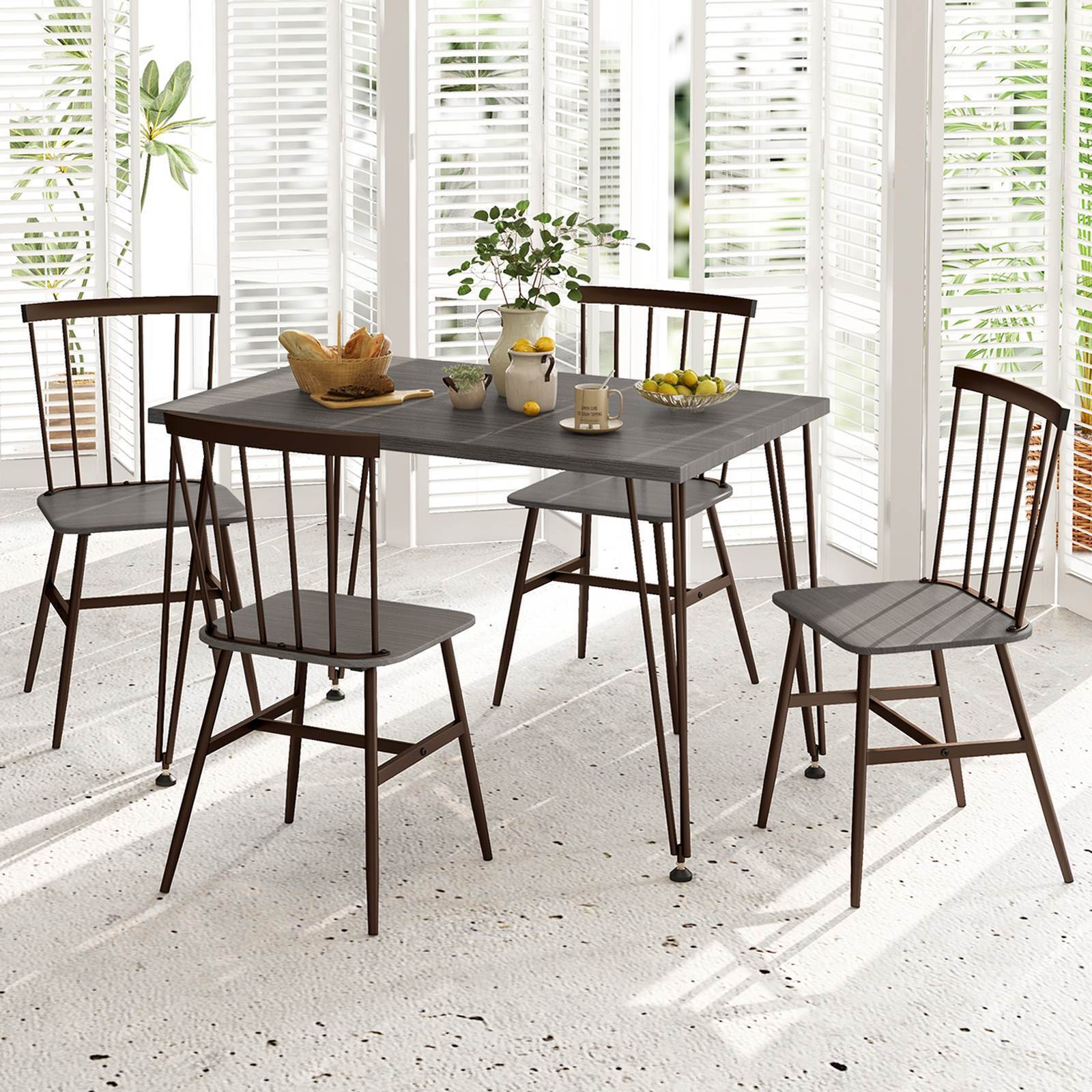 Giantex 5Pcs Dining Table Set for 4 Kitchen Dining Room Furniture w/Swivel Feet