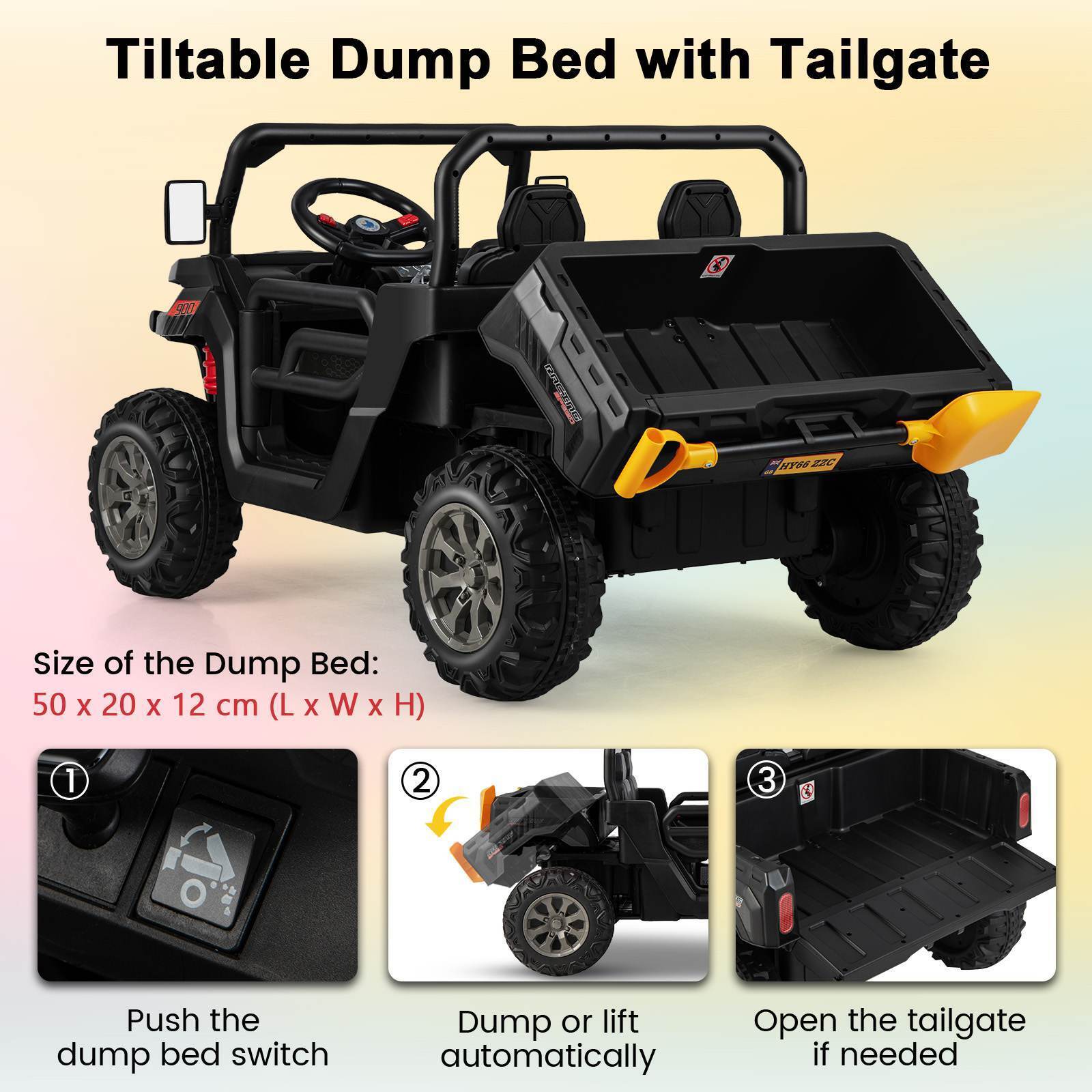 HONEY JOY 2-Seater Kids Ride On Dump Truck 12V Electric Tractor Remote Control
