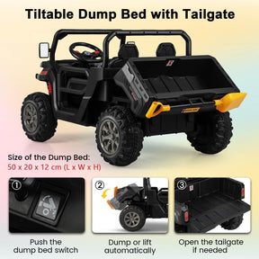 HONEY JOY 2-Seater Kids Ride On Dump Truck 12V Electric Tractor Remote Control
