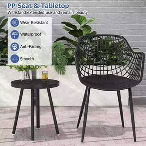 3 Piece Patio Chair Set Bistro Chairs &Side Table Set High-Strength Metal Outdoor