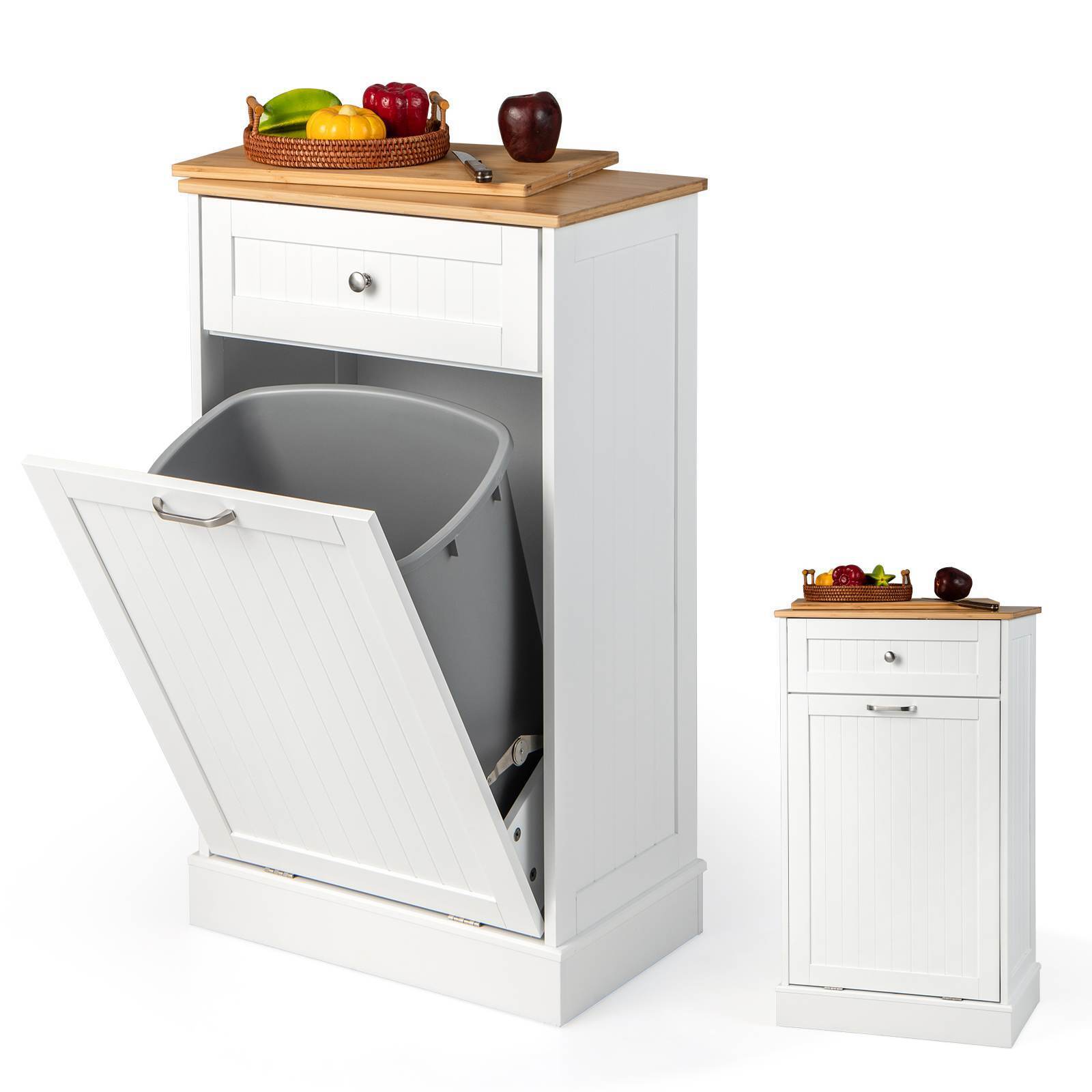 Giantex Kitchen Tilt Out Trash Bin Cabinet Trash Can Holder Pull-out Drawer