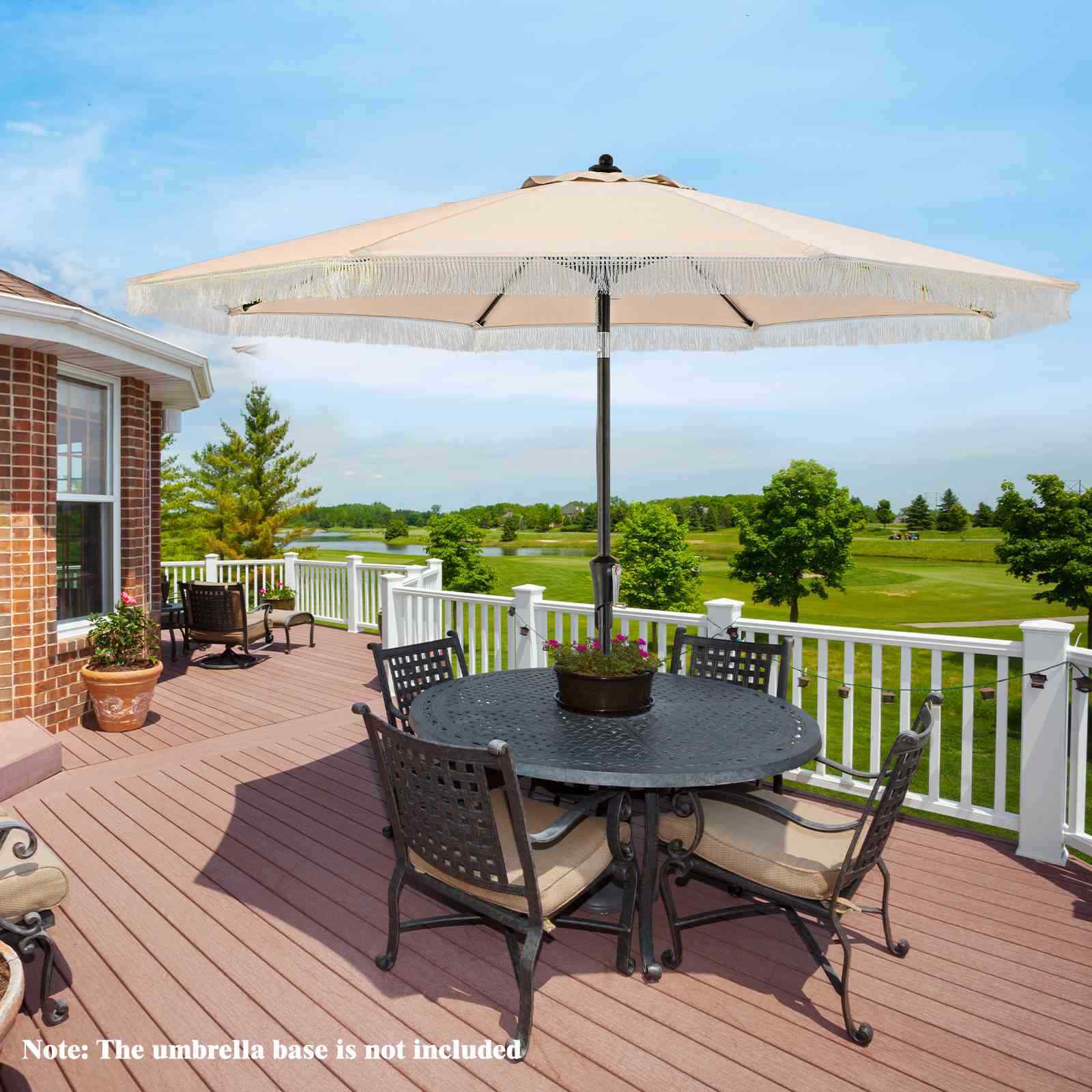2.8M Patio Umbrella w/Crank Handle, 2-Tier Market Table Sun-Protective Umbrella