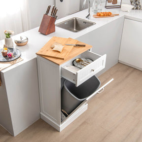 Giantex Kitchen Tilt Out Trash Bin Cabinet Trash Can Holder Pull-out Drawer