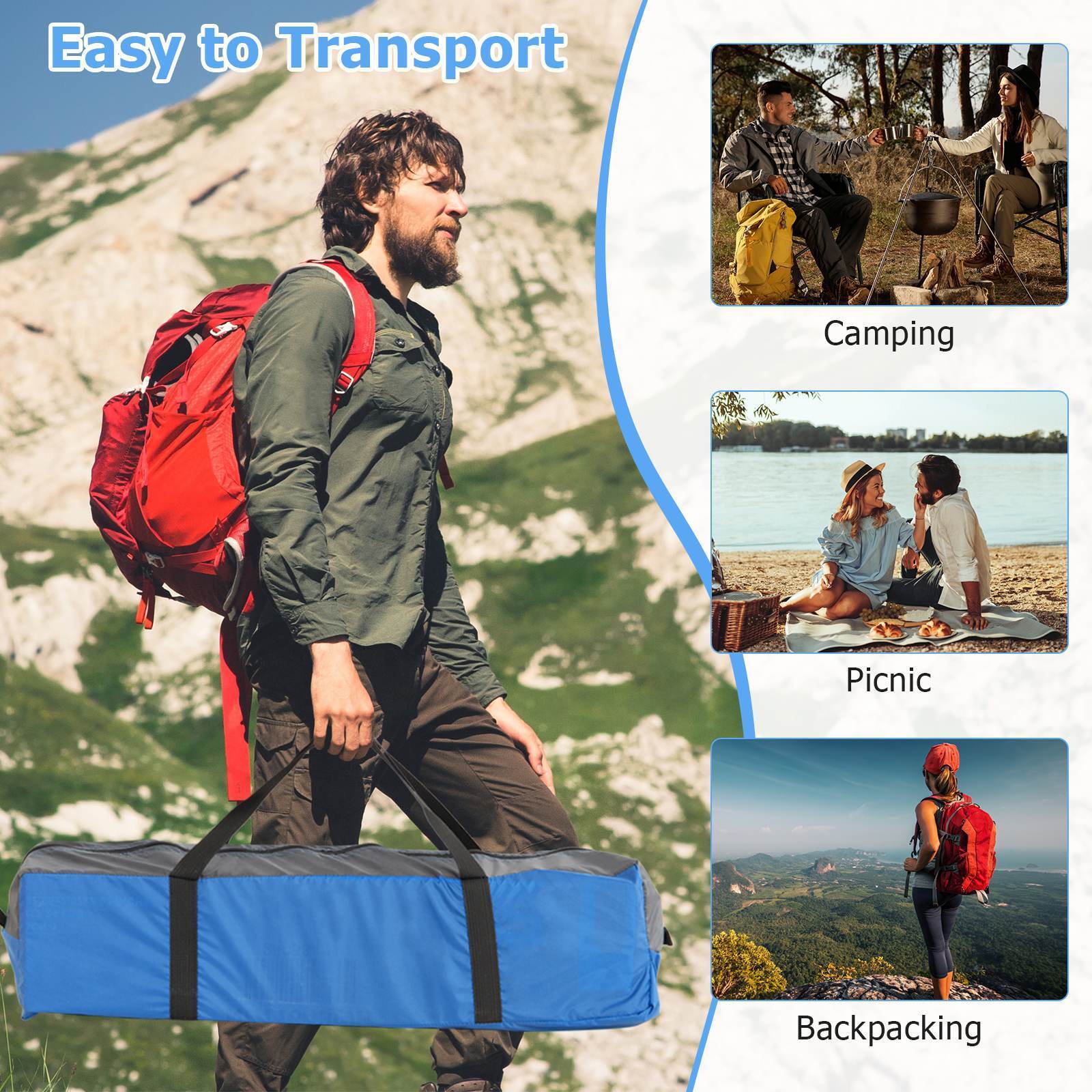 3 Person Outdoor Camping Tent，Waterproof Portable Double-layer Tent for Camping