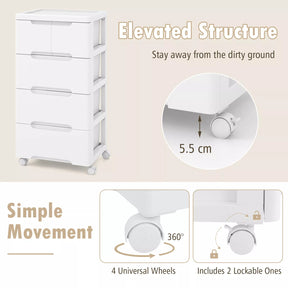 Giantex Rolling Storage Cabinet Vertical Storage Unit with Drawers Plastic Crafts