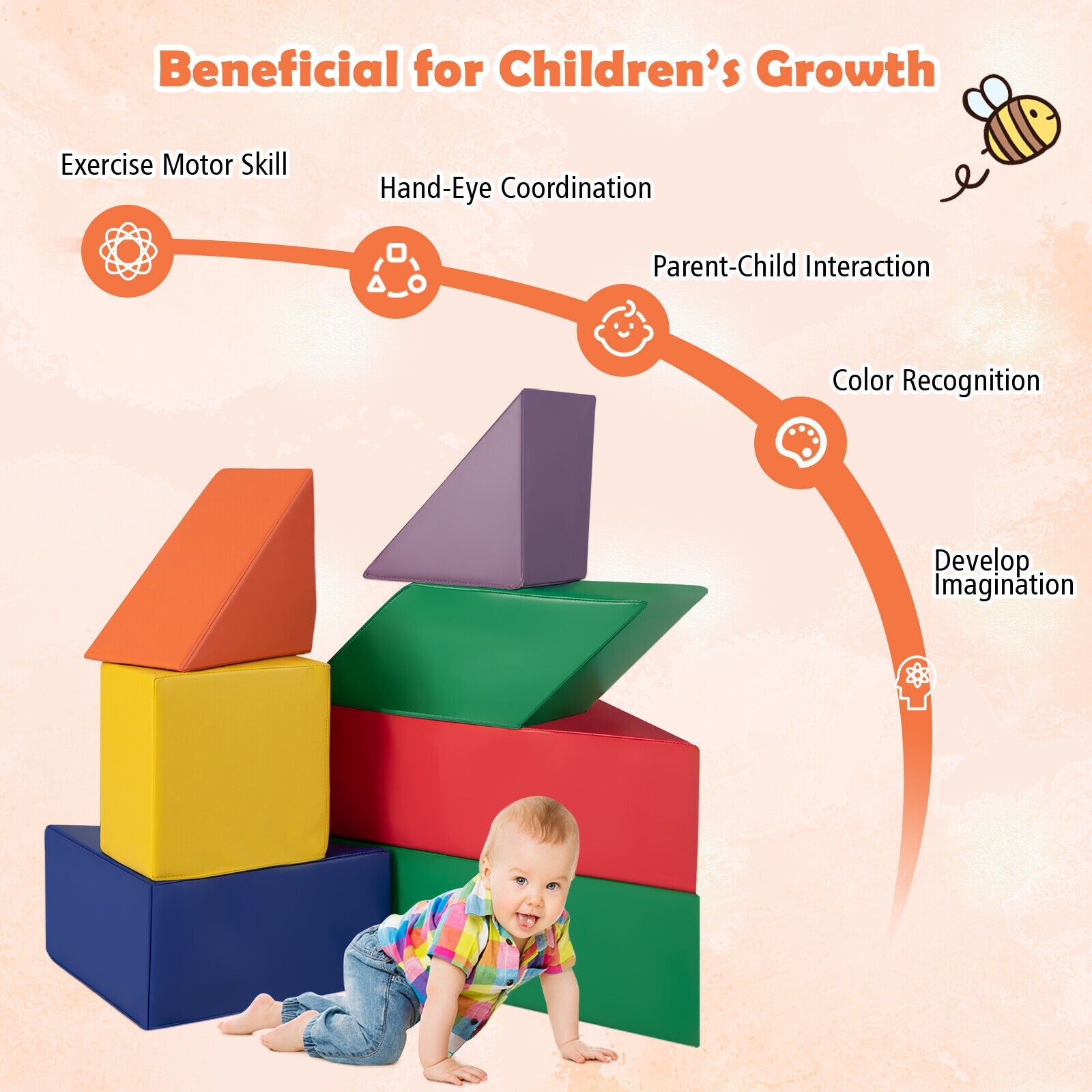 7-Piece Kids Climb and Crawl Foam Activity Play Set Baby Soft Climbing Block