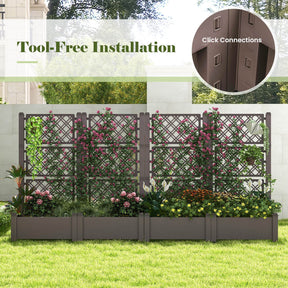 Self-Watering Raised Garden Bed Planter Box with 3-Height Trellis 76x45x150 cm