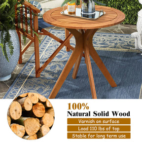 70 cm Outdoor Round Table Solid Wood Coffee Side Bistro Table for Garden Patio