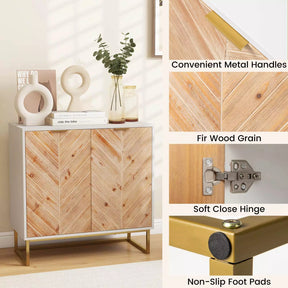 Sideboard Buffet Cabinet 2-Door Accent Storage Cabinet w/ Shelf & Metal Legs