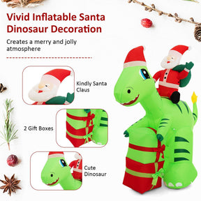 Christmas Inflatable Decoration 2.5 m Lighted Santa Claus Dinosaur w/ Gift Boxes