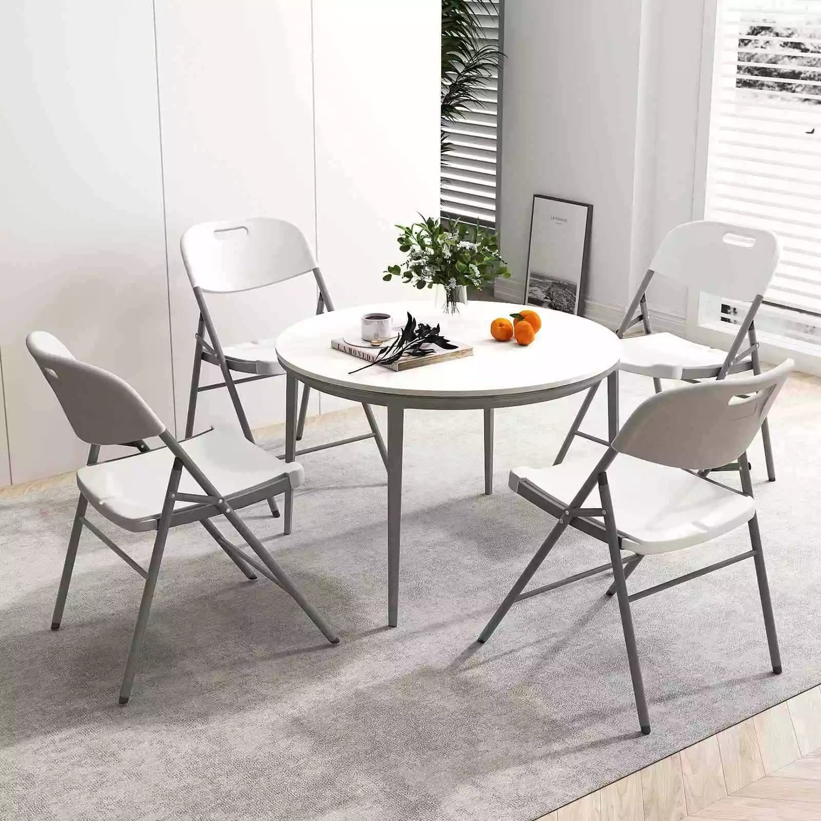 4 Pack Portable Seats w/ Metal Frame Stackable Folding Chairs for Indoor Outdoor