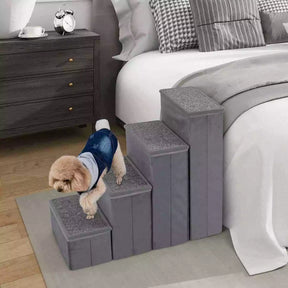 4-Step Dog Stairs Non-slip Foldable Dog Ramp for High Beds Sofas Storage Boxes