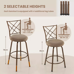 Swivel Bar Stool Set of 2 61-76cm Seat Height Barstool Set Adjustable Height