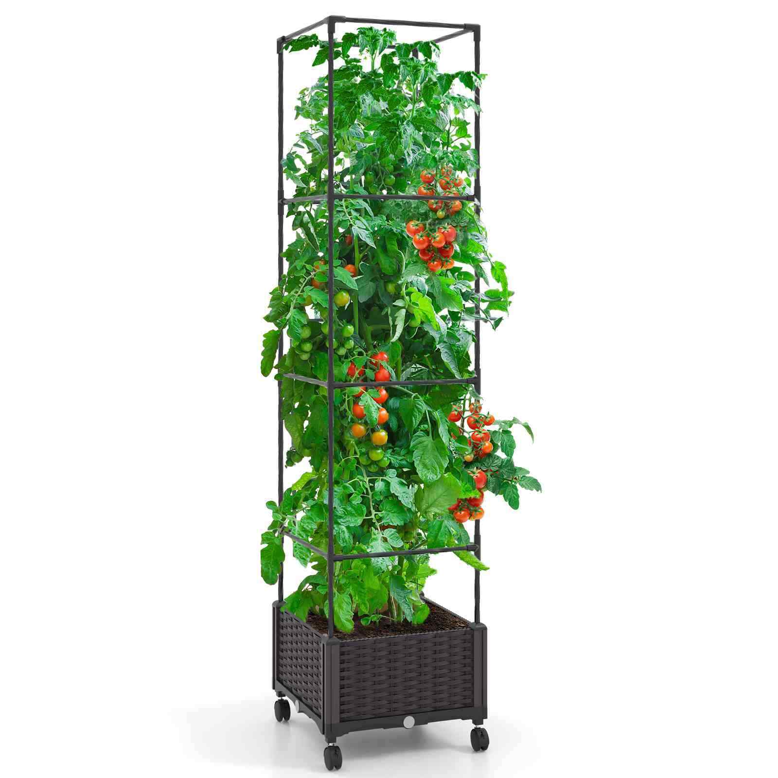1.7M Indoor Outdoor Adjustable Raised Garden Bed on Wheels, Self-Watering System