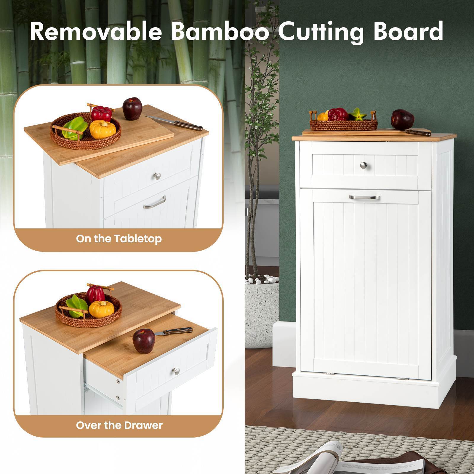 Giantex Kitchen Tilt Out Trash Bin Cabinet Trash Can Holder Pull-out Drawer