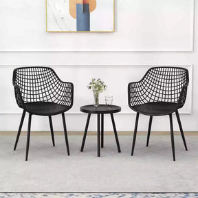 3 Piece Patio Chair Set Bistro Chairs &Side Table Set High-Strength Metal Outdoor