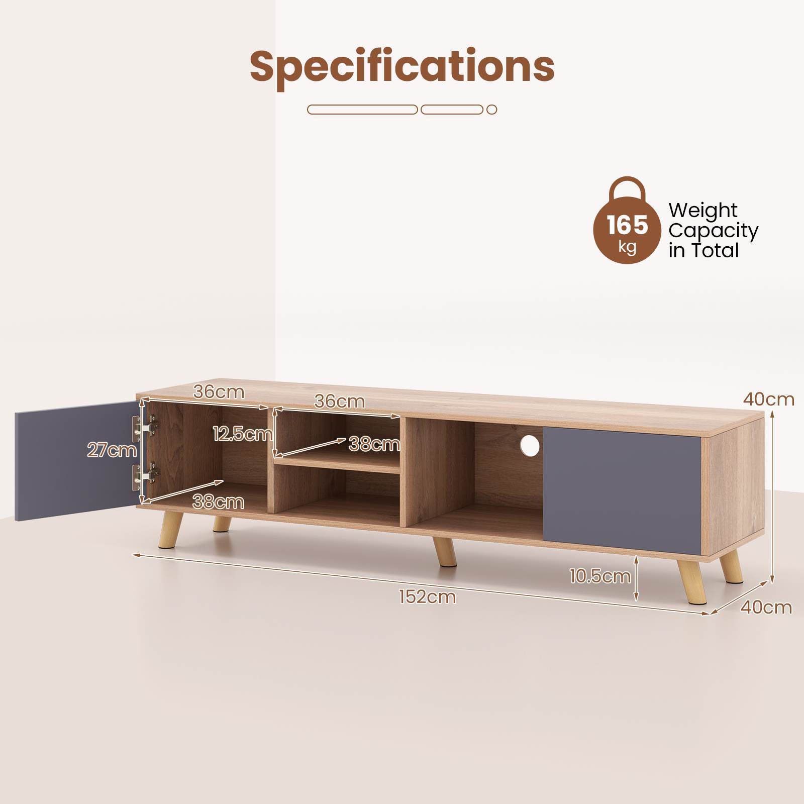 TV Stand for TVs up to 65" Modern Rustic TV Cabinet Home Entertainment Center