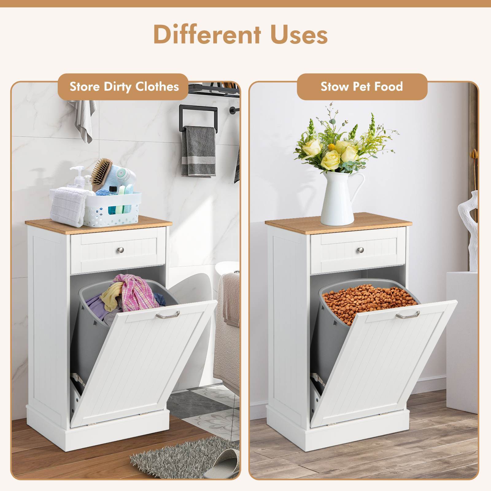 Giantex Kitchen Tilt Out Trash Bin Cabinet Trash Can Holder Pull-out Drawer