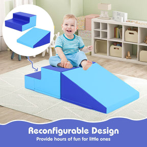 2-Piece Baby Soft Foam Block Playset Toddlers Step and Slide Climber Indoor Active Play