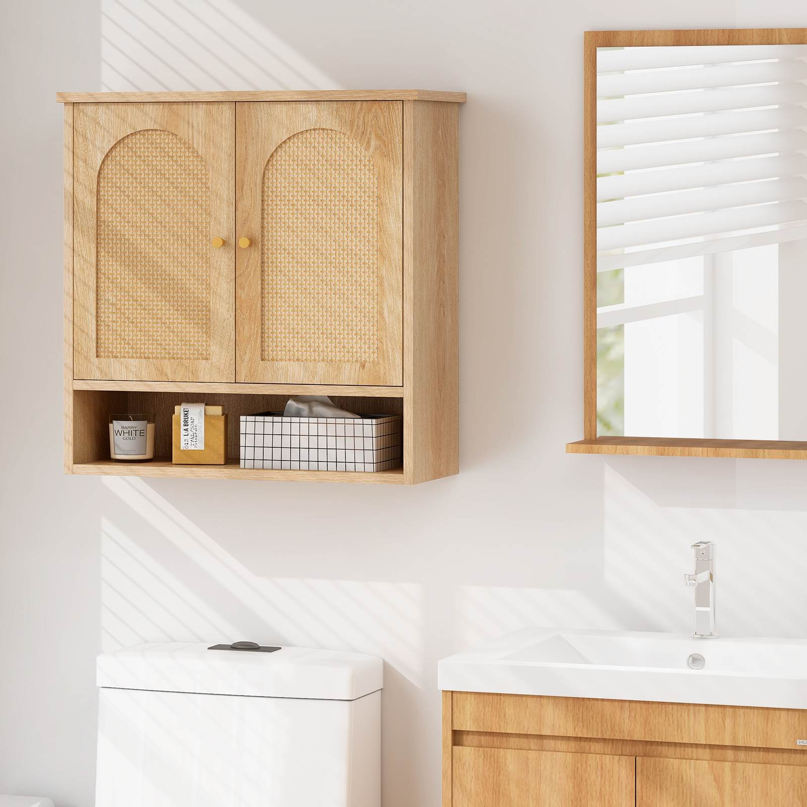 3-Tier Wall Mounted Bathroom Storage Cabinet Medicine Cabinet Over the Toilet
