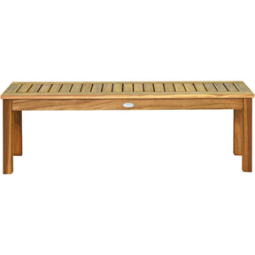 132 cm Outdoor Acacia Wood Dining Bench Chair with Slatted Seat for Patio Garden