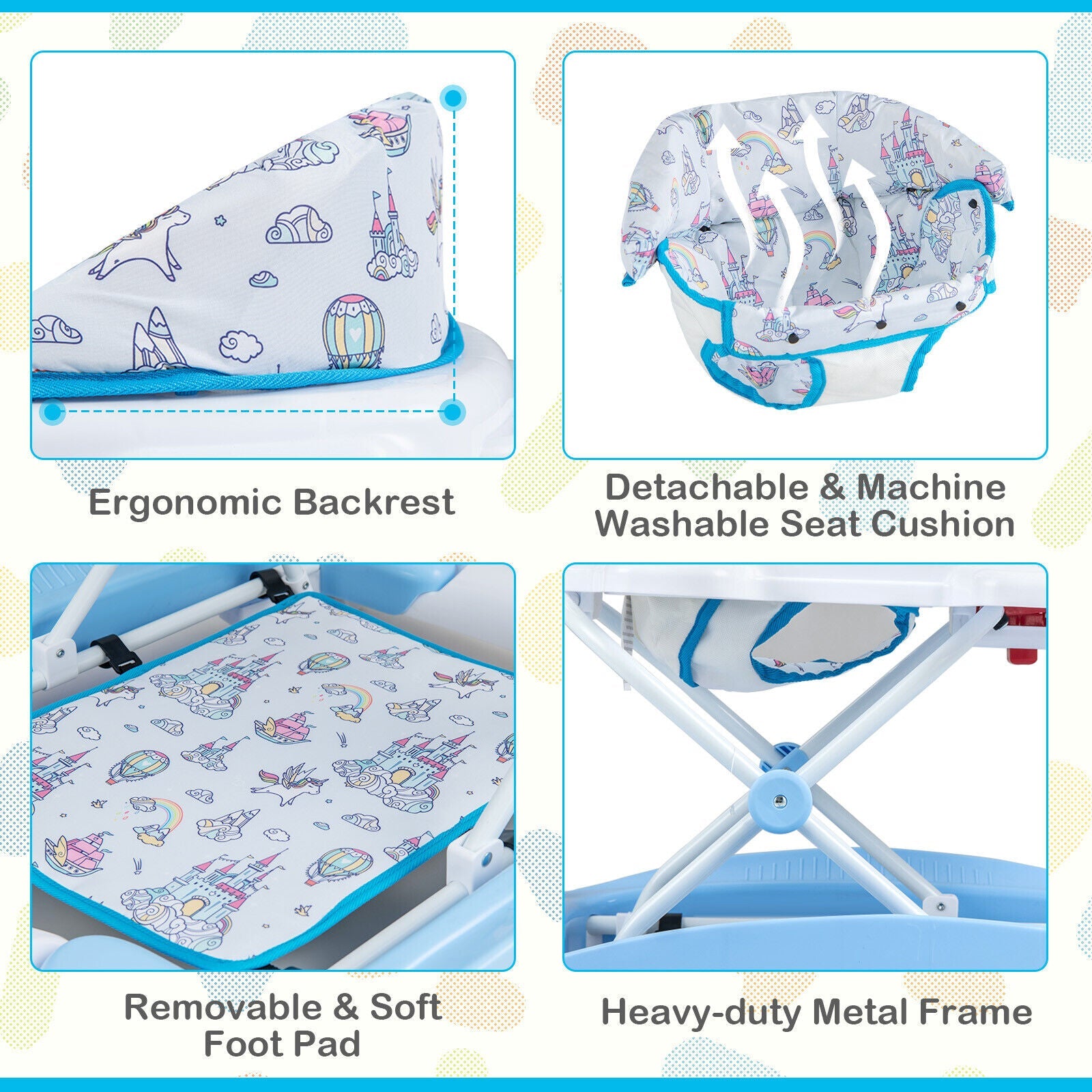 BABY JOY Foldable 6 in 1 Baby Walker Adjustable Toddler Walker Activity Center