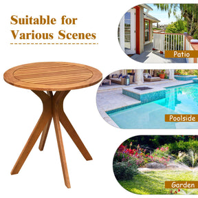 70 cm Outdoor Round Table Solid Wood Coffee Side Bistro Table for Garden Patio
