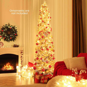 210 CM Pre-Lit Pine Needles Christmas Tree w/210 LED Lights & 466 Branch Tips